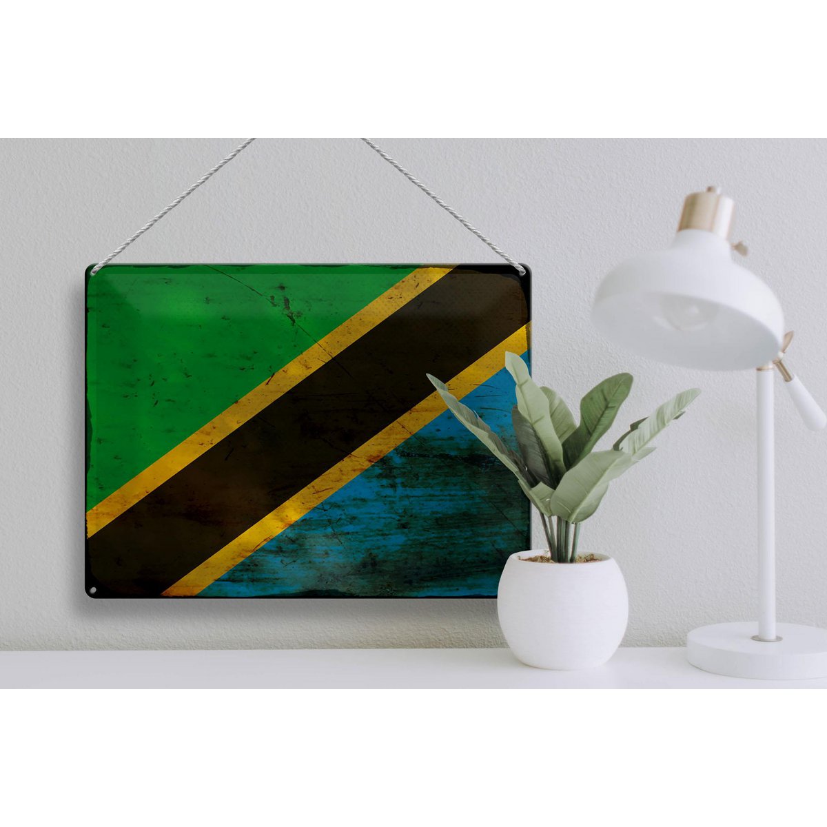 Tin Sign Flag of Tanzania 40x30cm Flag of Tanzania Rust