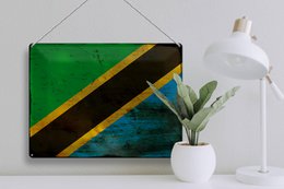 Tin Sign Flag of Tanzania 40x30cm Flag of Tanzania Rust
