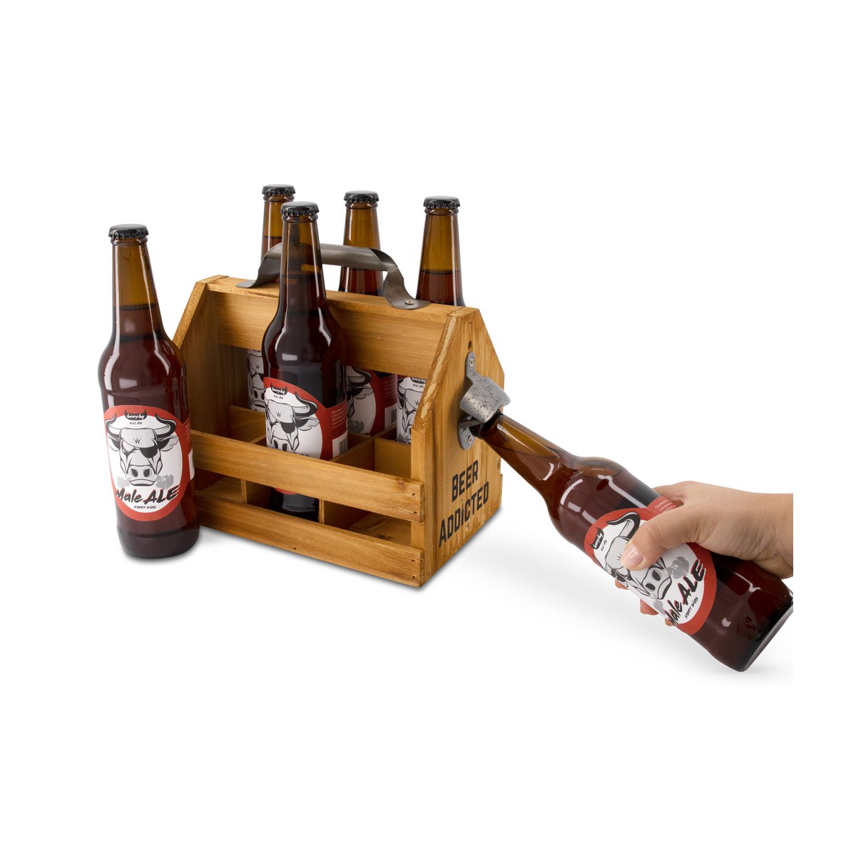 Wooden Caddy for 6 Beer Bottles