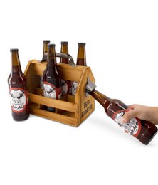 Cesta de Madera para 6 Botellas de Cerveza