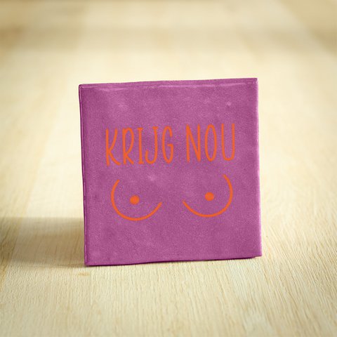 Tegeltje - Krijg nou tieten | Paars | 10x10cm