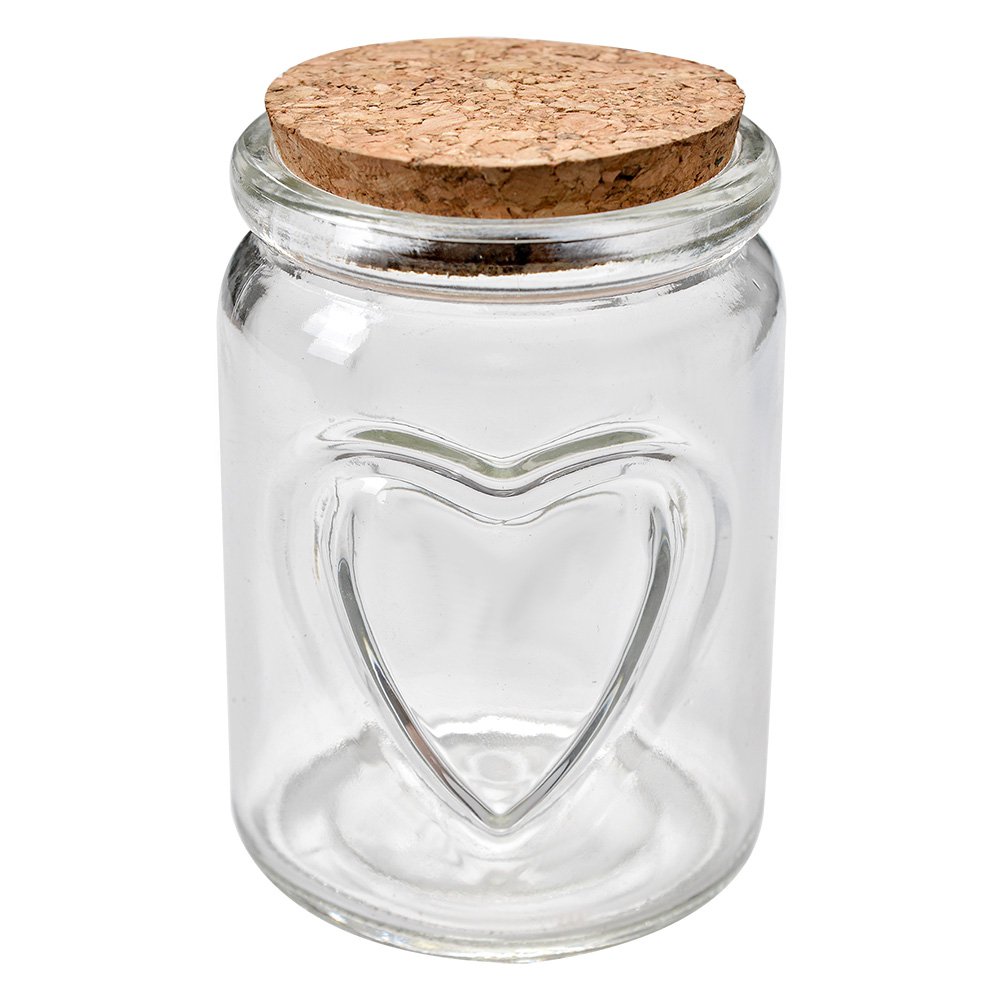 Storage jar Ø 7x10 cm Transparent Glass Hearts Storage container