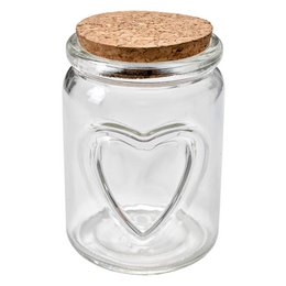 Storage jar Ø 7x10 cm Transparent Glass Hearts Storage container