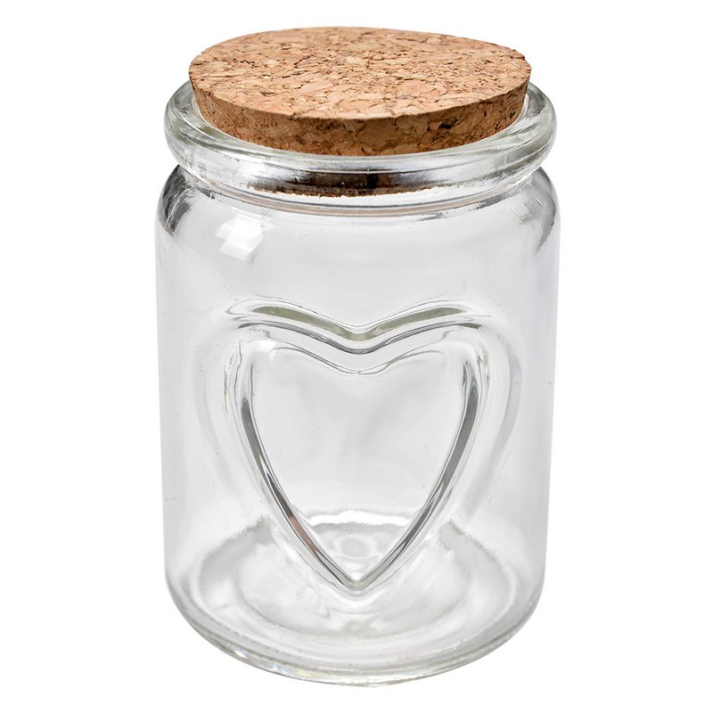 Storage jar Ø 7x10 cm Transparent Glass Hearts Storage container
