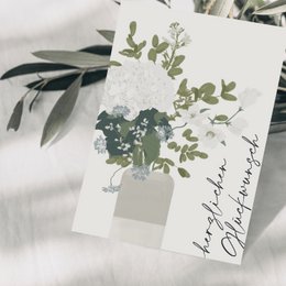 Greetings card 'Congratulations' with vase and bouquet of flowers