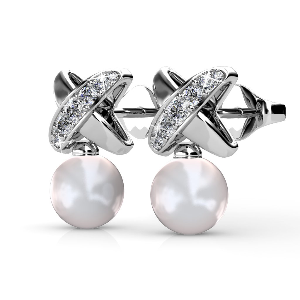 Chris Perlenohrringe – Silber und Kristall