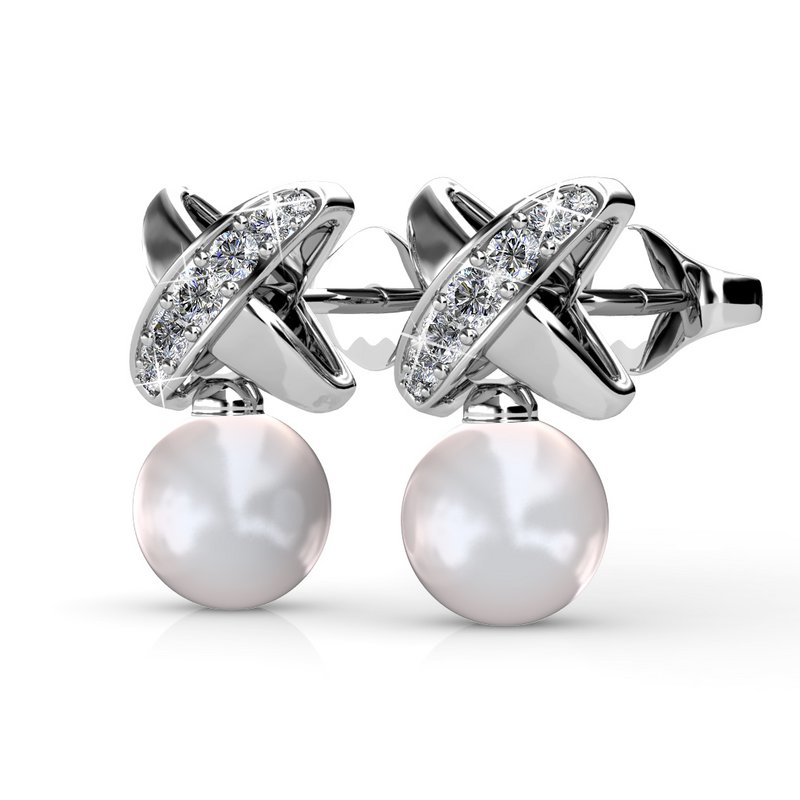 Chris Perlenohrringe – Silber und Kristall