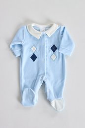 Velvet Rhombuses Piquet Collar Babygrow 2507B