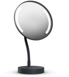 Illuminated mirror with stand and gooseneck
