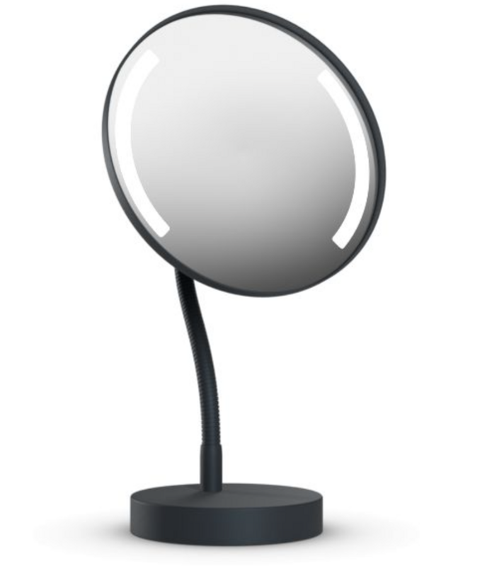Illuminated mirror with stand and gooseneck