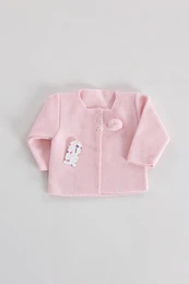 Cárdigan de punto para bebé con pompón, rosa