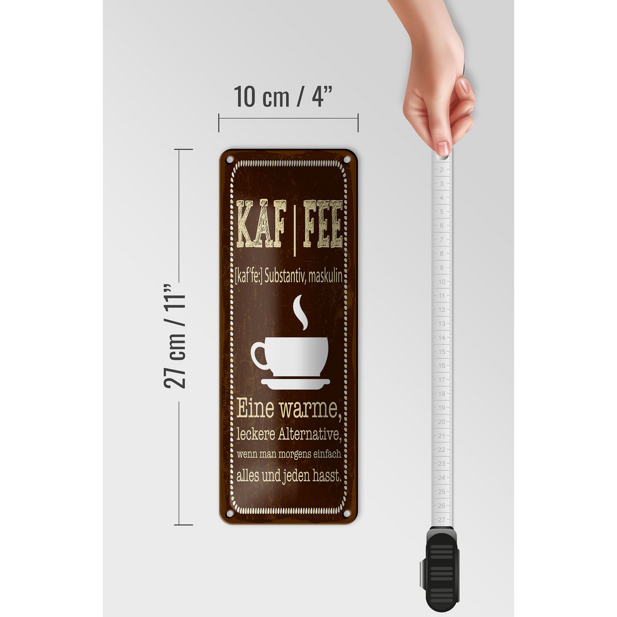 Blechschild Spruch 27x10 cm Definition von KAFFEE Deko Schild
