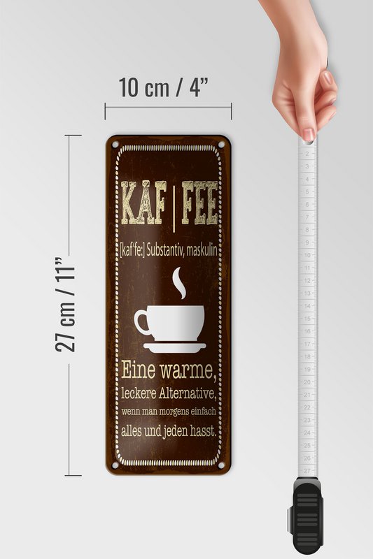 Blechschild Spruch 27x10 cm Definition von KAFFEE Deko Schild