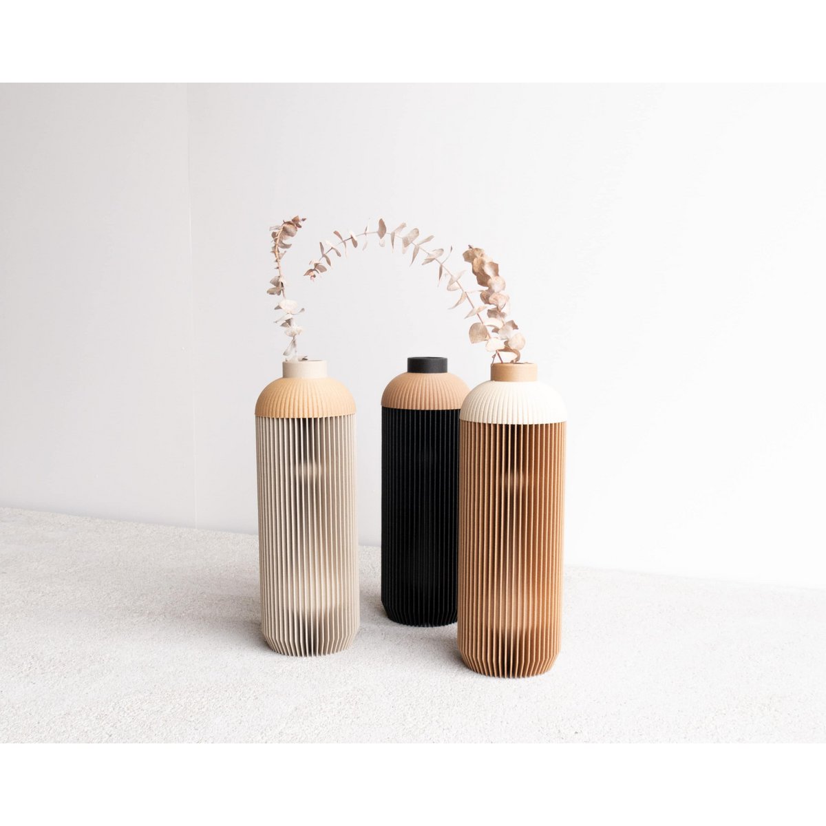 Onde Vase - Natural Wood and Mist White