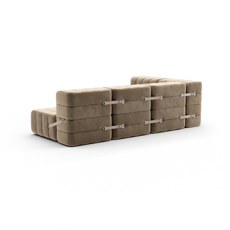 Curt-Set 9 - e.g. Flexible small corner sofa  - Barcelona - Vole - V3347/15 (Grey / Brown)