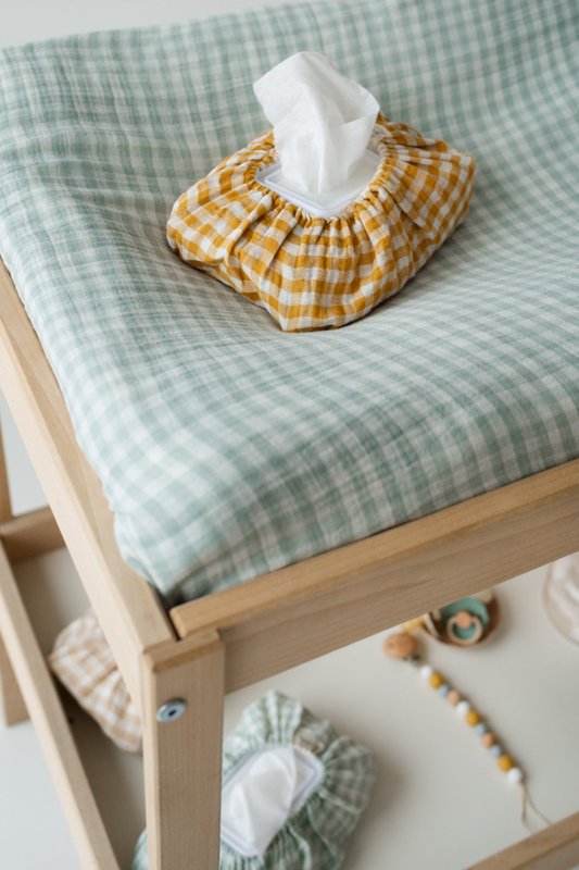 Coperchio da cambio del pannolino Tisu, Mint Gingham leggero