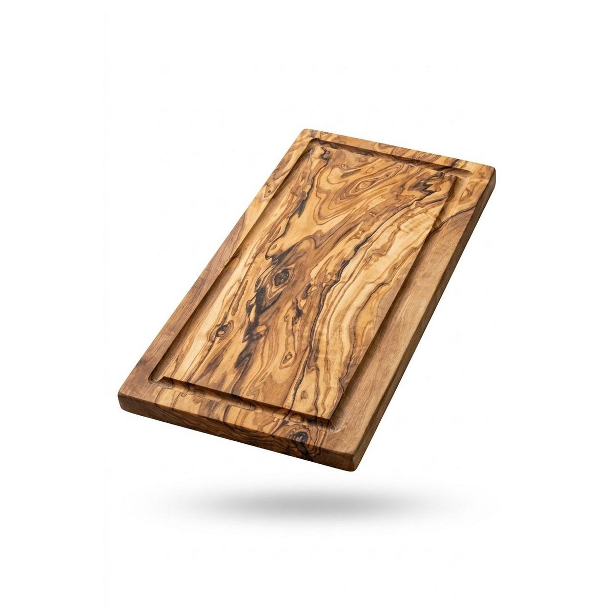 Rectangular olive wood board with groove