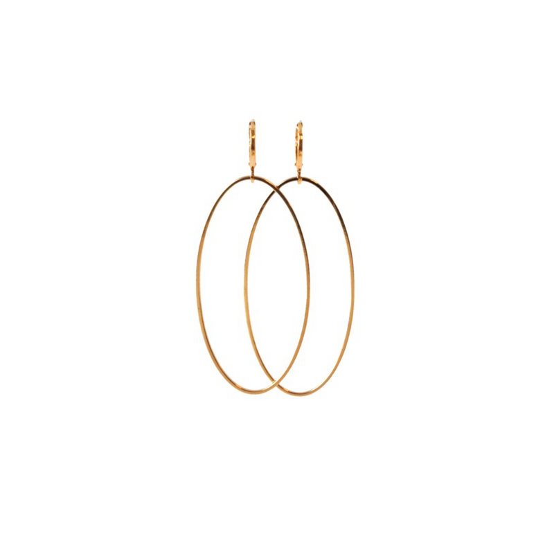 Øreringe ring oval forgyldt eller rhodium (sølv farve)