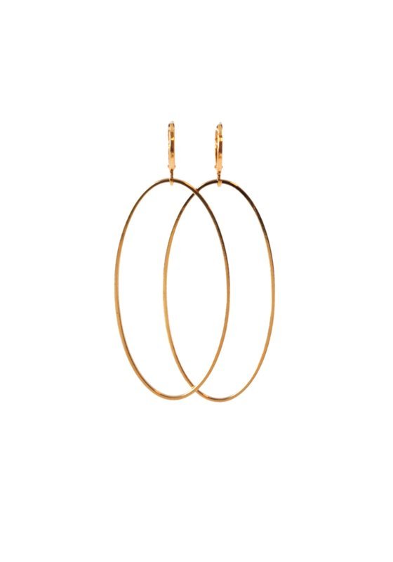 Øreringe ring oval forgyldt eller rhodium (sølv farve)