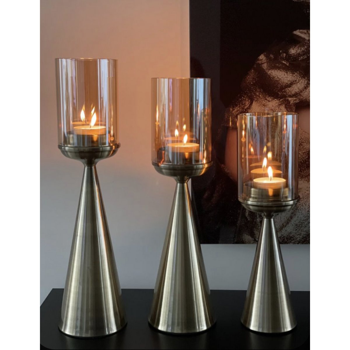 CANDELABRO | VIDRIO | ORO -S-Alto-39CM