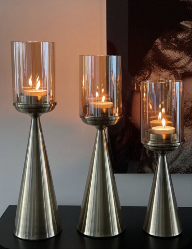 LYSESTAGE | GLAS | GULD -S-Høj-39CM