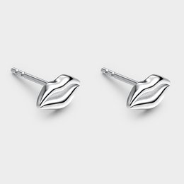Silver lips earrings