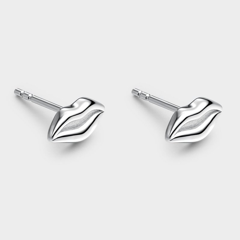 Silver lips earrings