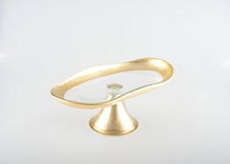 Cake dish golden on foot small model 27.5x14.5x10cm
