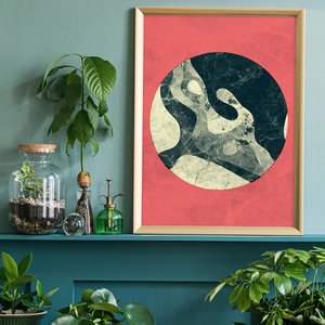 Marmeren maan roze print
