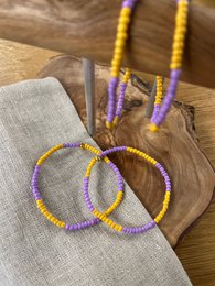 Glass bead bracelet - purple/orange