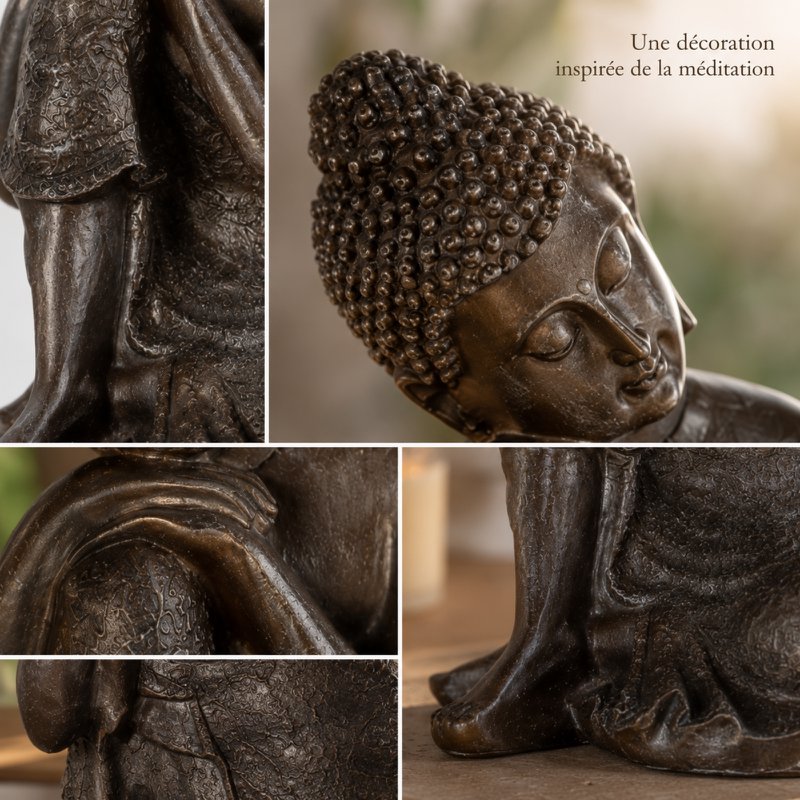 Thai Thinker Buddha Statue - Zen and Feng Shui Decoration - Lucky Object - Zen Gift Idea - Decoration
