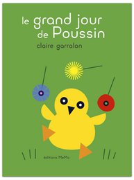 A children's picture book titled "Pouet!" by Claire Garralon, featuring a whimsical illustration of a bird-like creature on a beach.