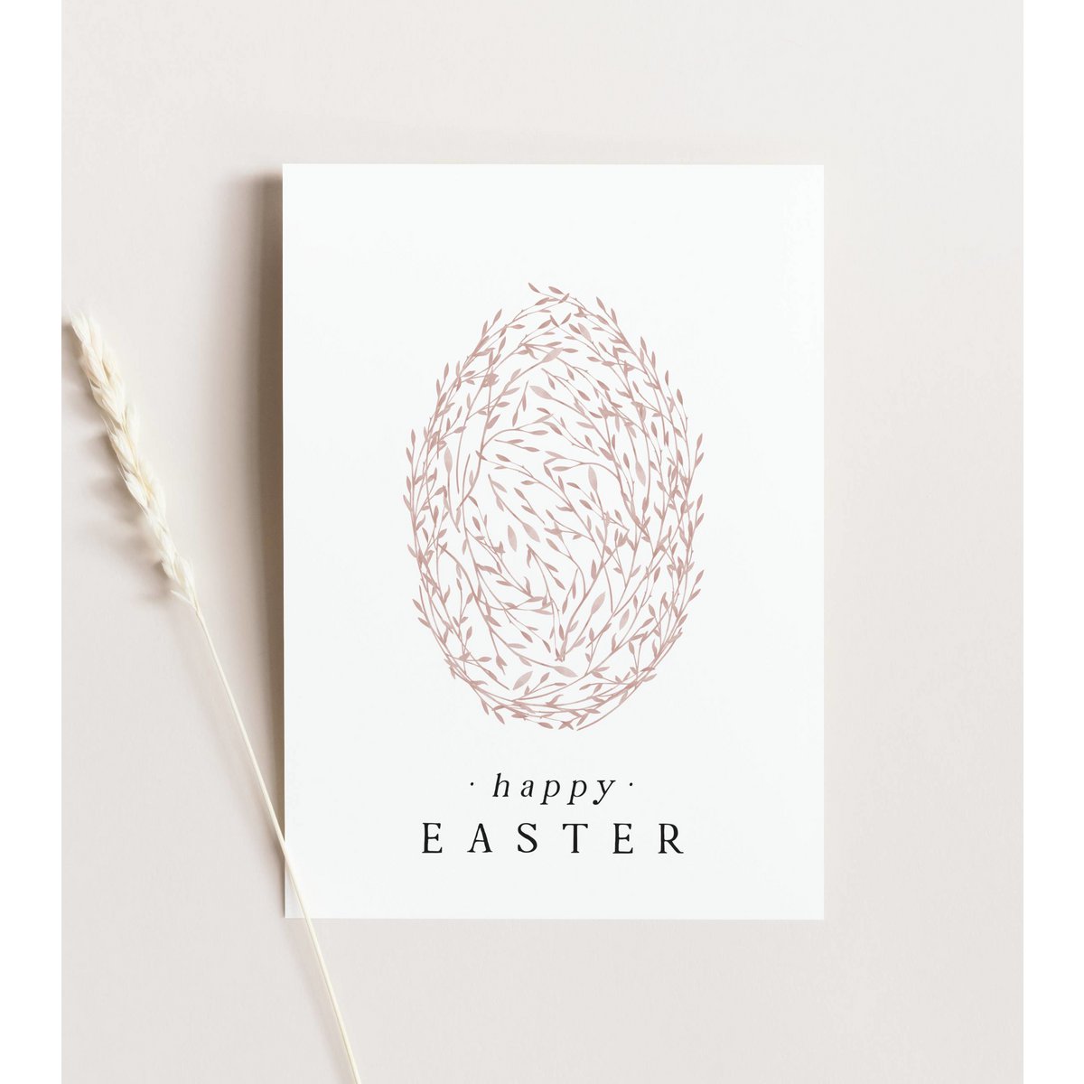 Tarjeta de Pascua - huevo de Pascua floral rosa, postal Feliz Pascua, tarjeta A6