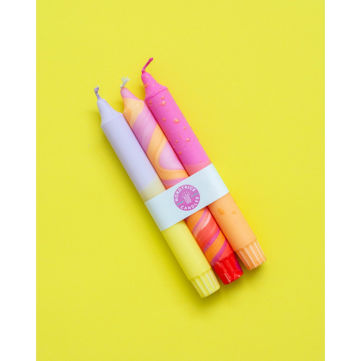 3-pack Taper Candles Summer Sunset Bright Colours