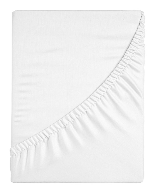 100% Cotton Satin Fitted Sheet White Whisper