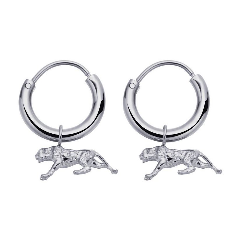 Boucles d'Oreilles Léopard Argent