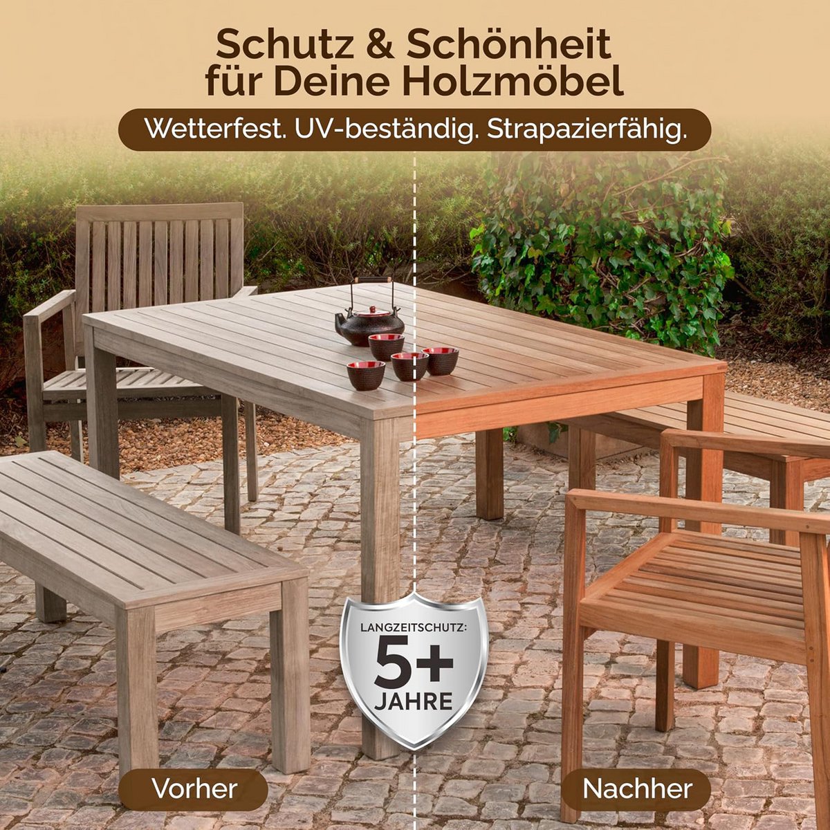 Veluxis® Hochwertige Holzlasur für Innen und Außen - 2,5 Liter, seidenglänzend, lösemittelfrei und UV-stabil, wetterfest - Made in Germany (Kiefer)