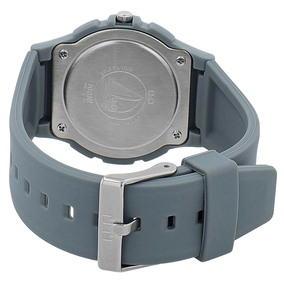 Q&Q herenhorloge met siliconen band, 10 BAR, grijs