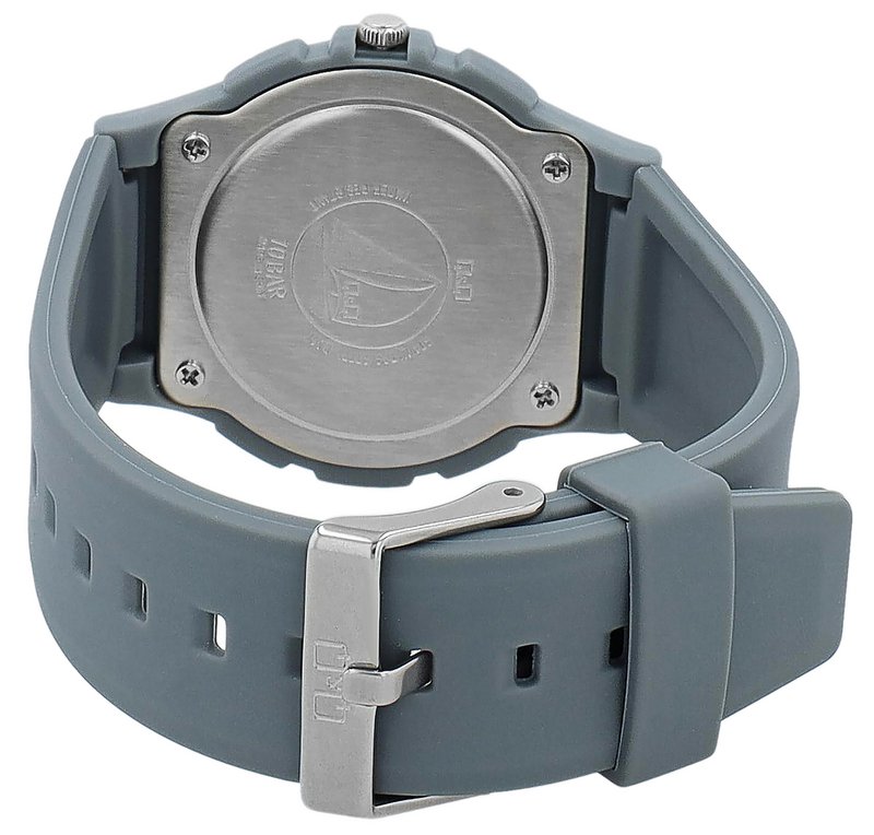 Q&Q men's watch with silicone strap, 10 BAR, gray