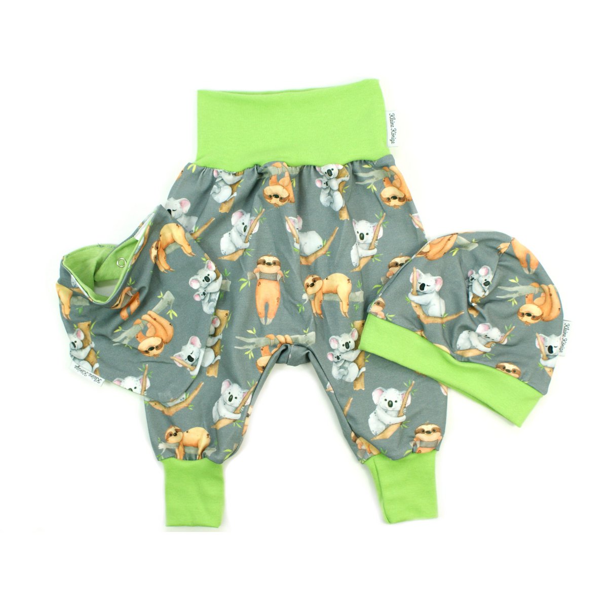 Pantalon bébé unisexe koala et paresseux gris, citron