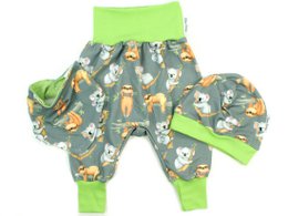 Baby Pumphose unisex Koala und Faultier grau, lemon