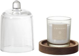 Luxe Geurkaars met Stolp – Witte Geurkaars in Glazen Houder met Houten Onderzetter – Sfeervolle Interieurdecoratie & Cadeau – Natuurlijke Hout- en Bosgeur – Kaars – Wit
