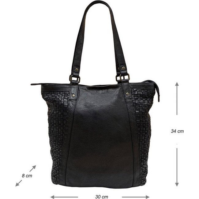 Arrigo Ladies Shopper - sort flettet læder med lynlås