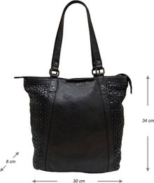 Arrigo Ladies Shopper - sort flettet læder med lynlås