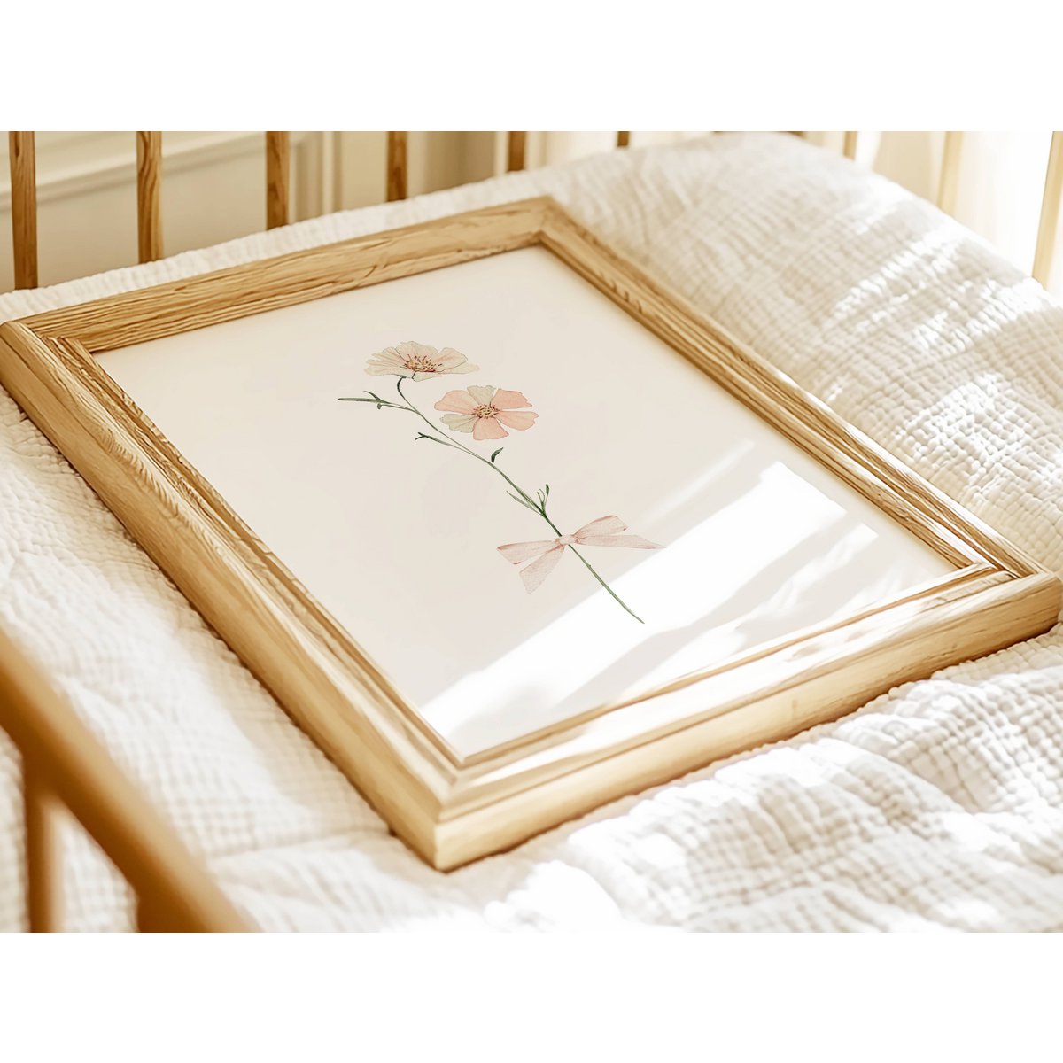 Errötende Frühlingsblumen mit Bug, rosa Wildblumenplakat, Wildblumen -Bouquet -Druck, Blumendruck, botanisches Plakat, Blumenplakat, Blumendruck, Wildblumenplakat, Blumen -Kindergarten -Plakat, Pfirsichblumen