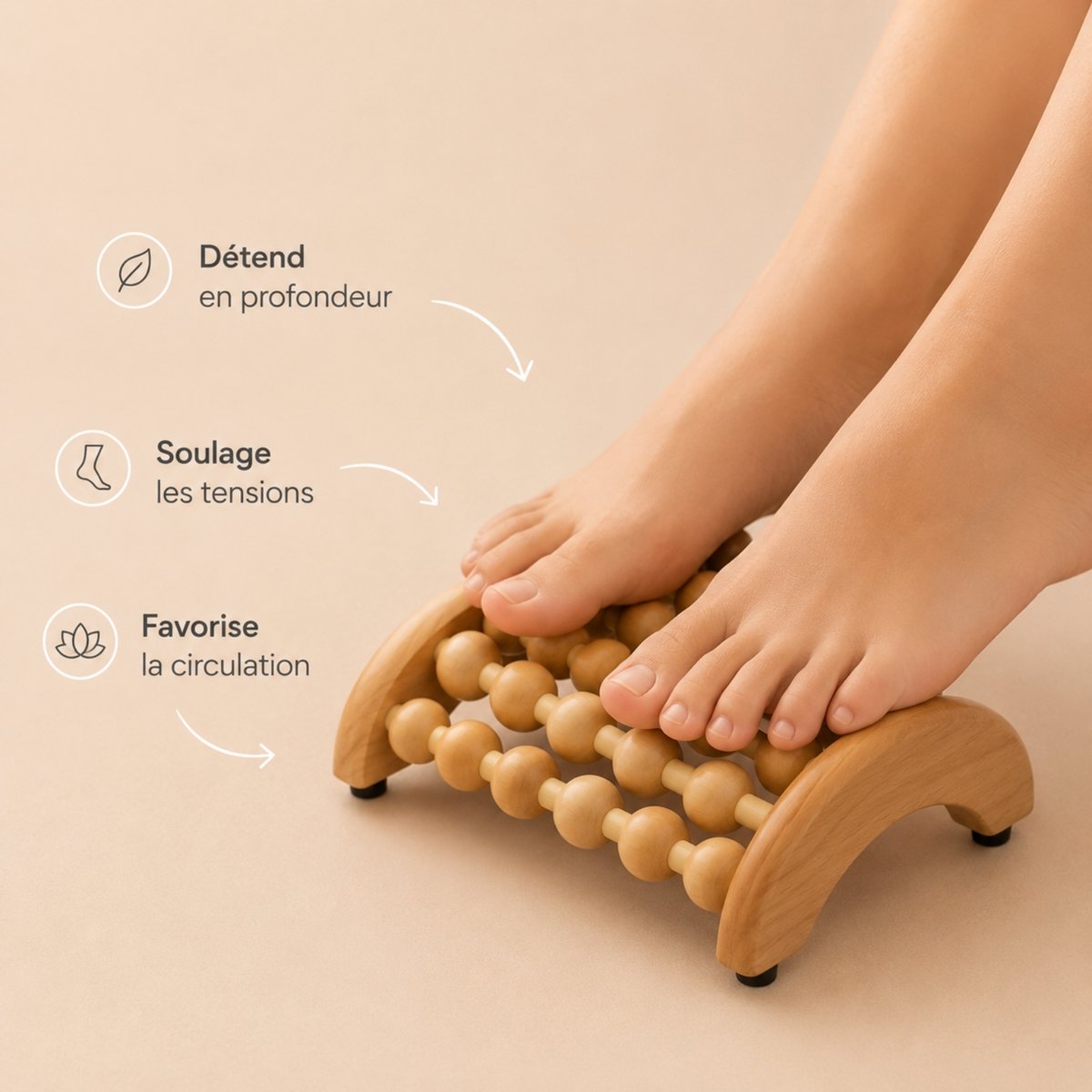 Wooden Foot Massager - Lymphatic Drainage and Relaxation Massage Roller – Discreet and Convenient