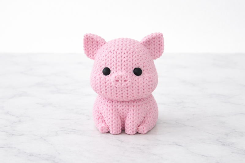Eterna Wonder – Schweinefigur im Strickstil – Dekoobjekt – Rosa