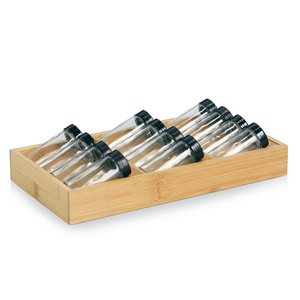 Spice insert set, 13 pieces, bamboo/glass/plastic