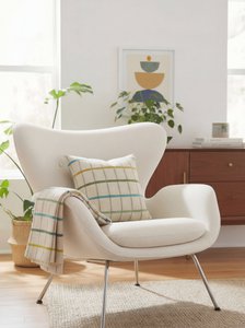 Mina Blue Jacquard Throw – Soft Brushed Cotton