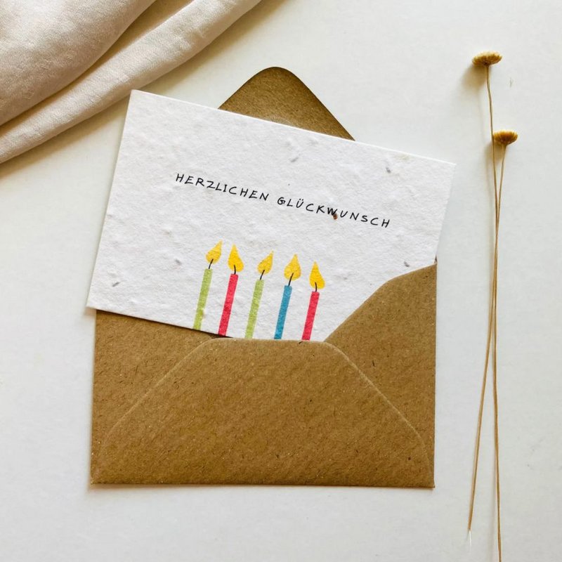 Plantable greeting card "Candles" in A7 format